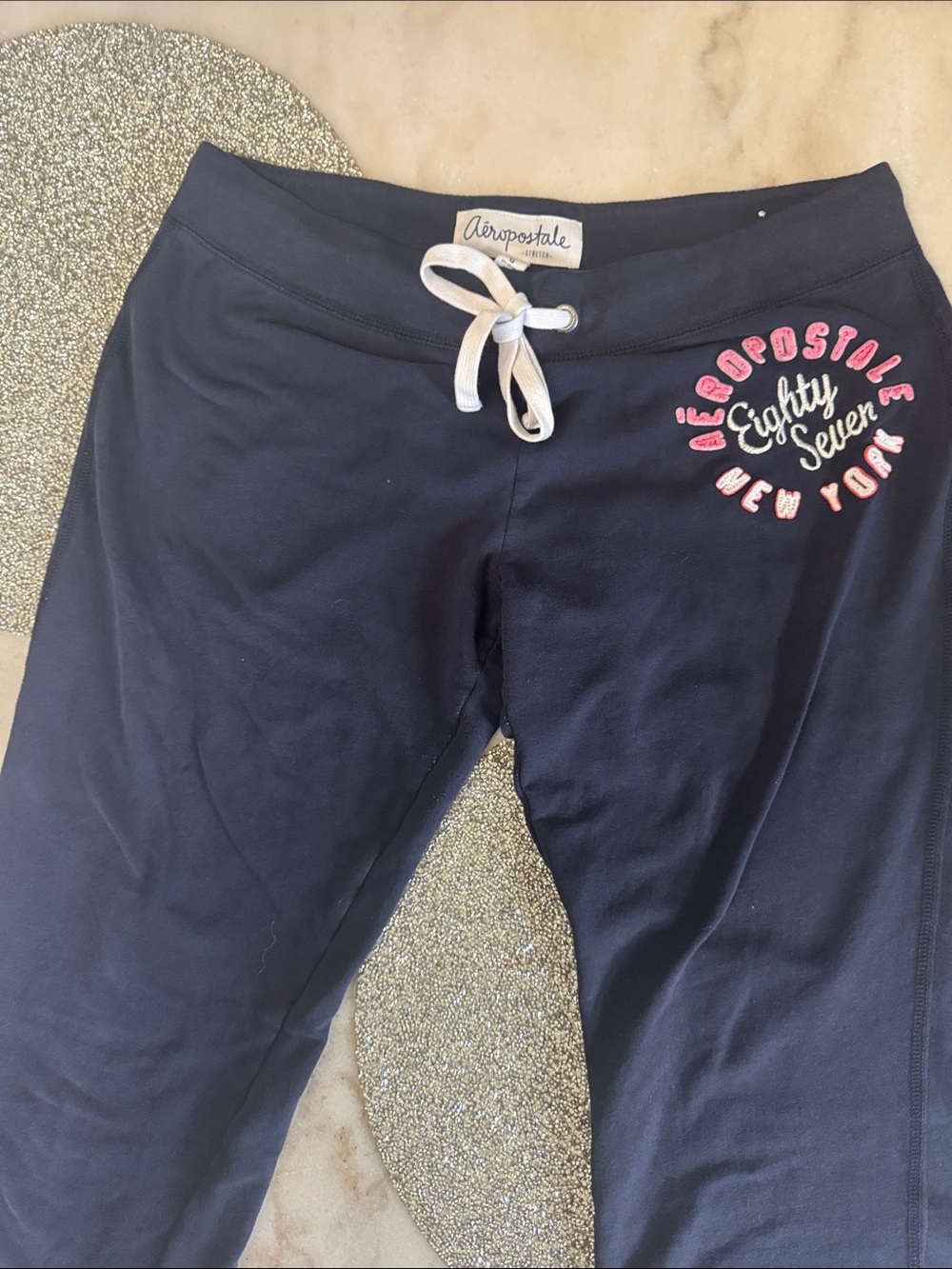 Aeropostale Navy Lounge Pants with Pink Logo Accents